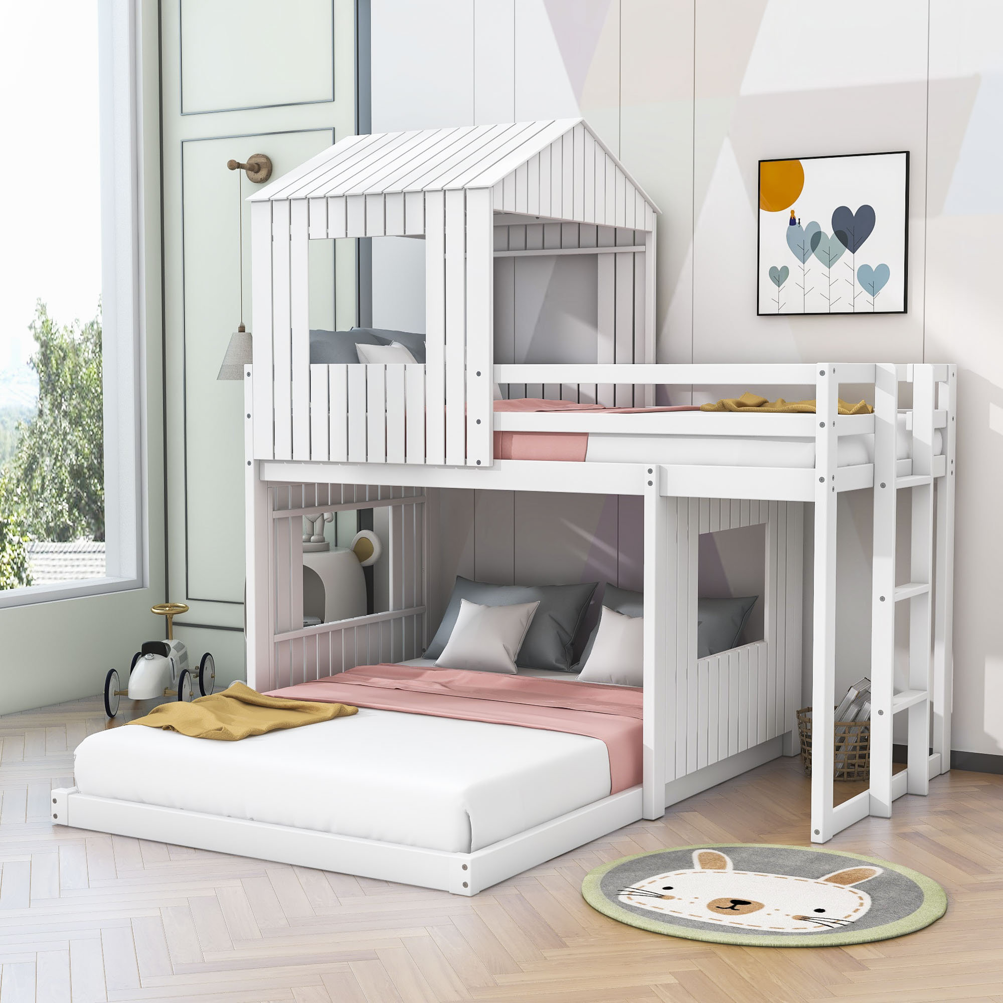 L shaped double bunk beds best sale